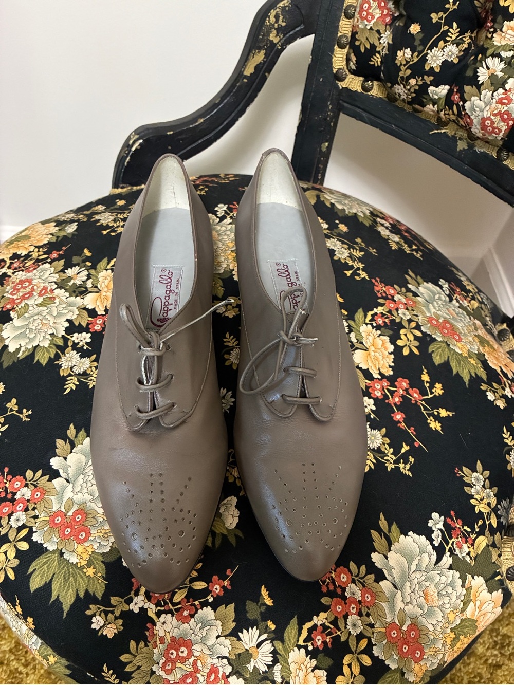 NWOB Vintage Pappagallo Made in Spain Taupe Leather Lace-Up Oxfords - Picture 8 of 14